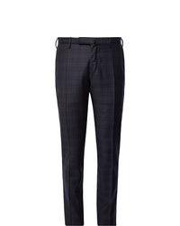 Incotex Slim Fit Midnight Blue Checked Super 100s Wool Trousers