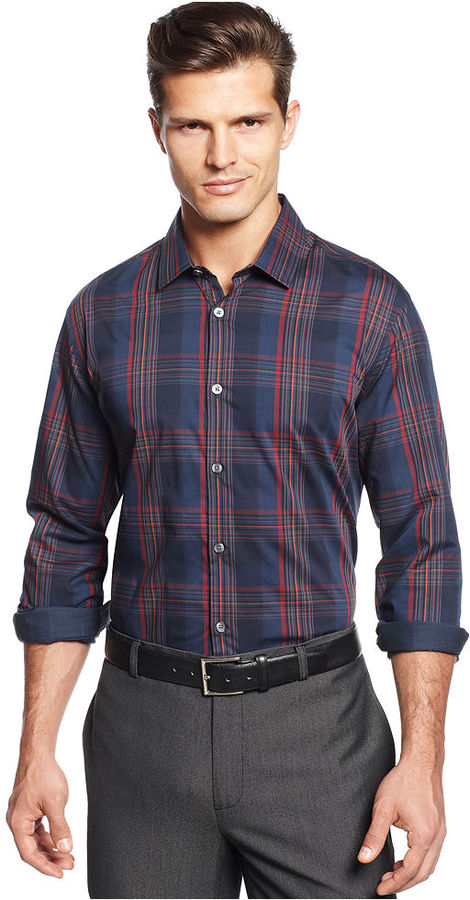 Alfani Red Shirt Slim Fit Long Sleeve Jasper Plaid Shirt | Where to buy ...