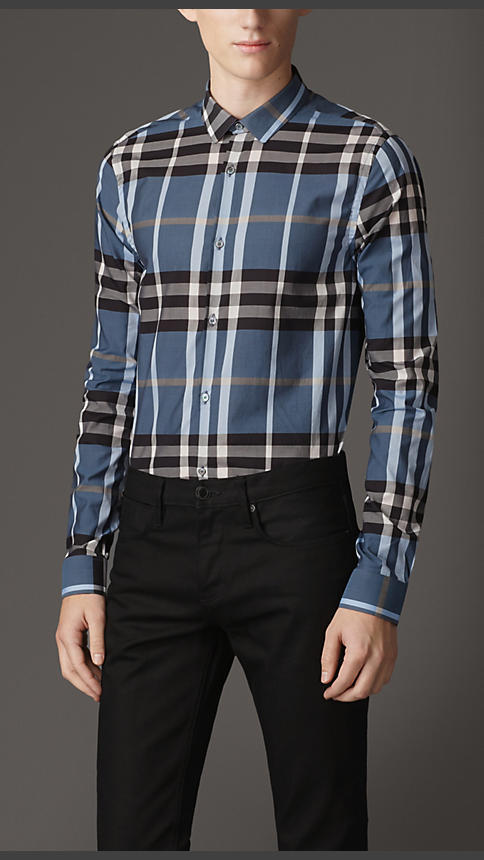 Burberry Slim Fit Check Cotton Shirt, $325 | Burberry | Lookastic.com