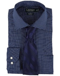 Lauren Ralph Lauren Classic Fit Non Iron Poplin Plaid Spread Collar Dress Shirt Long Sleeve Button Up