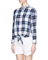 Nobrand Daddy Tie Front Plaid Print Shirt