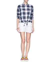 Nobrand Daddy Tie Front Plaid Print Shirt