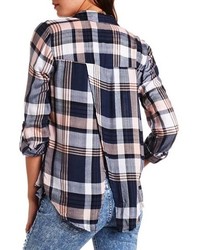 Charlotte Russe Flyaway Plaid Flannel Button Up Top