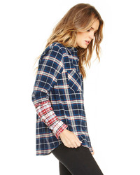 Lucca Couture Plaid Flannel Shirt In Navy S M