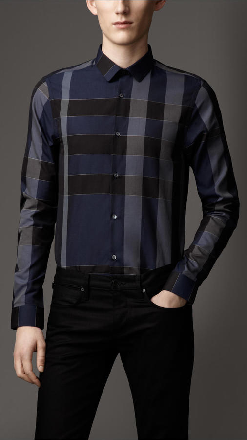 Burberry Slim Fit Check Tonic Shirt, $325 | Burberry Lookastic
