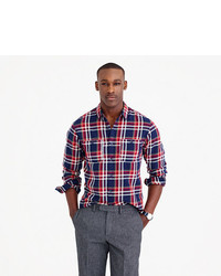 J.Crew Midweight Flannel Shirt In Navy Plaid