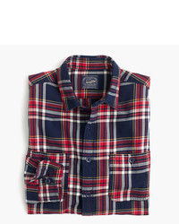 J.Crew Midweight Flannel Shirt In Navy Plaid