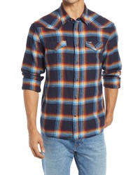 Wrangler Western Plaid Flannel Button Up Shirt
