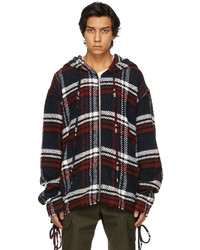Faith Connexion Red White Wool Checked Hoodie