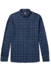Todd Snyder Slim Fit Button Down Collar Checked Linen Shirt