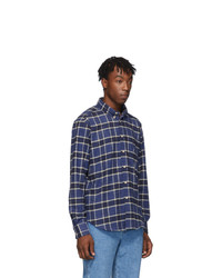 Naked and Famous Denim Blue Northern Brushed Flannel Easy Shirt