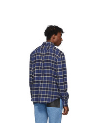 Naked and Famous Denim Blue Northern Brushed Flannel Easy Shirt
