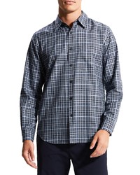 Theory Irving Flanella Check Button Up Shirt In Bering At Nordstrom