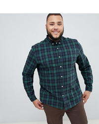 ASOS DESIGN Plus Stretch Slim Check Shirt In Green