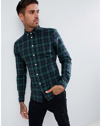 ASOS DESIGN Skinny Check Shirt In Green