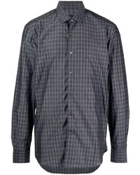 Lanvin Spread Collar Plaid Cotton Shirt