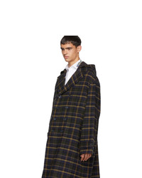 Gucci Blue And Yellow Check Hooded Coat