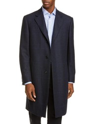 Canali Classic Fit Plaid Wool Cashmere Top Coat
