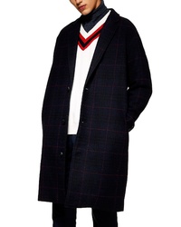 Topman Hadyn Oversize Check Print Overcoat