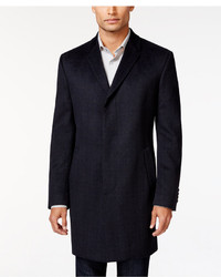 Kenneth Cole New York Kenneth Cole Reaction Elan Navy Plaid Slim Fit Overcoat
