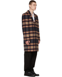 Ps By Paul Smith Navy Red Check Coat