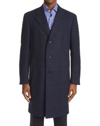 Canali Plaid Wool Cashmere Top Coat