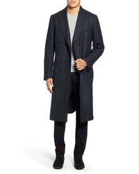 Oliver Spencer Slim Fit Plaid Double Breasted Wool Topcoat