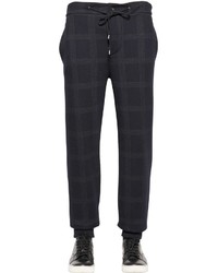 Etro Checked Wool Cotton Jersey Pants