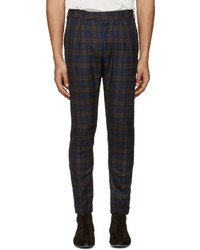 Paul Smith Navy Plaid Formal Trousers