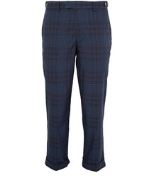 Beams Plus Cropped Checked Cotton Blend Trousers