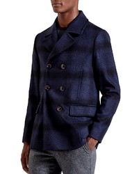 Ted Baker Arion Check Wool Blend Pea Coat