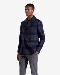 Ted Baker Arion Checked Wool Peacoat