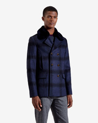 Ted Baker Arion Checked Wool Peacoat