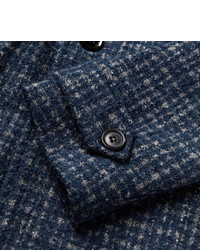 Incotex Checked Double Breasted Wool Blend Peacoat