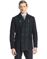 Ben Sherman Plaid Doublebreasted Peacoat