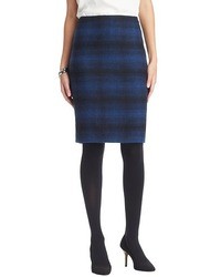 LOFT Wool Blend Plaid Pencil Skirt