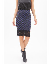 Forever 21 Plaid Lace Pencil Skirt