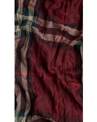 Burberry Check Wool Cashmere Crinkled Scarf