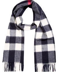 Burberry London Navy Red Cashmere Exploded Check Scarf