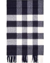Burberry London Navy Red Cashmere Exploded Check Scarf