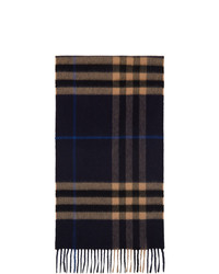 Burberry Navy Cashmere Classic Check Scarf