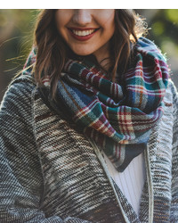 Navy Plaid Flannel Infinity Scarf