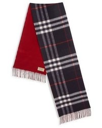 Burberry Plaid Cashmere Fringed Scarf
