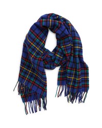ZZDNU POLO Polo Oversized Plaid Wool Scarf In Blue Plaid At Nordstrom