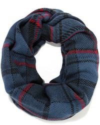 Put In Print Navy Blue Plaid Infinity Scarf