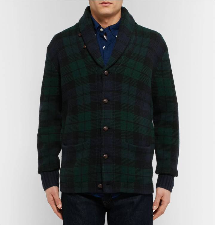 Polo Ralph Lauren Blackwatch Checked Shawl Collar Wool Cardigan