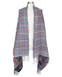Oversized Reversible Plaid Blanket Wrap Scarf Blue And Green