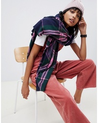 ASOS DESIGN Scarf In Pink And Navy Check