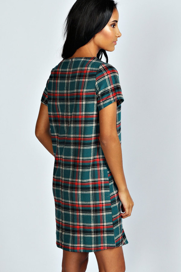 boohoo plaid dress