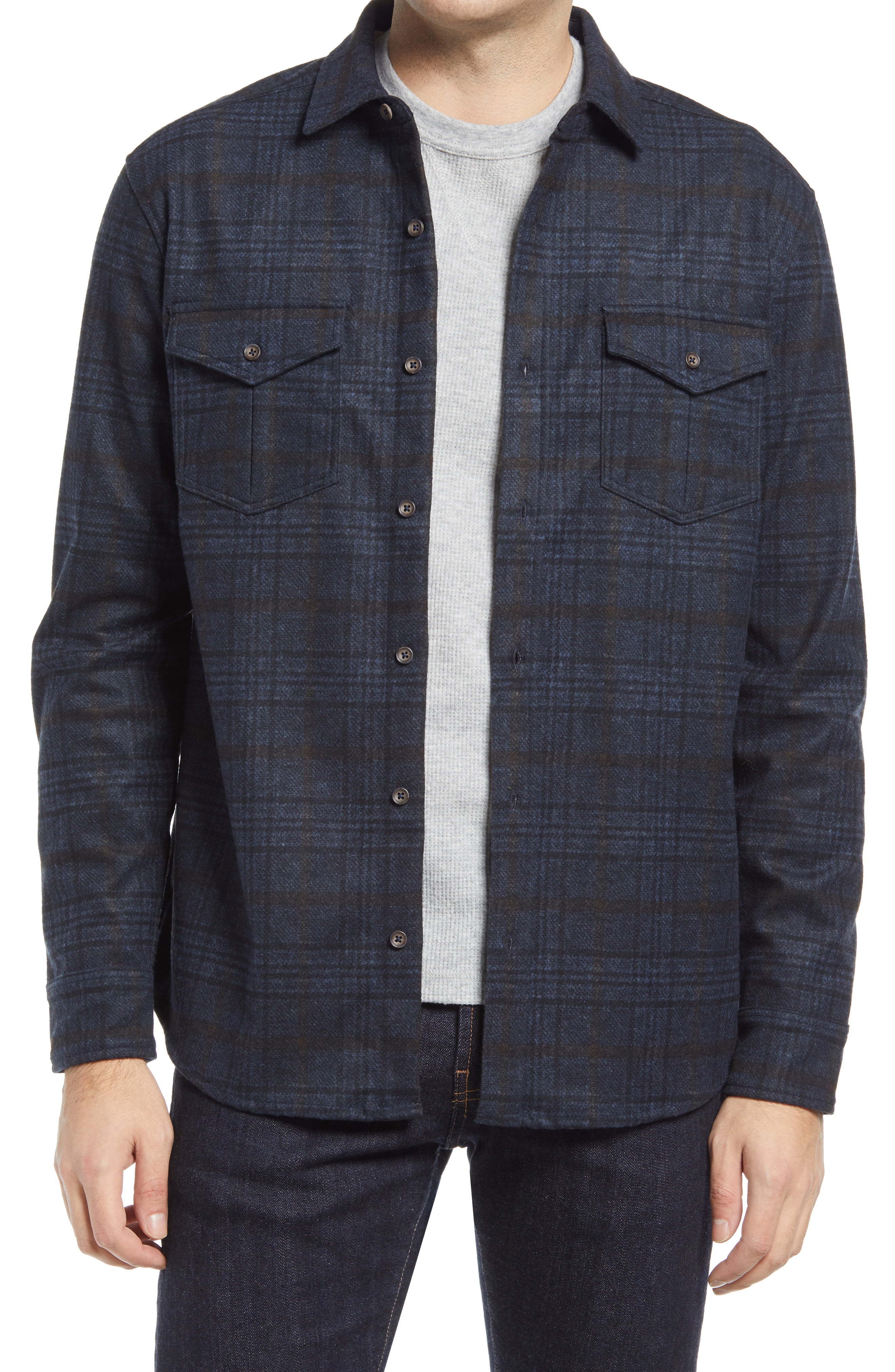 Johnston & Murphy Plaid Brushed Knit Shirt Jacket, $129 | Nordstrom ...